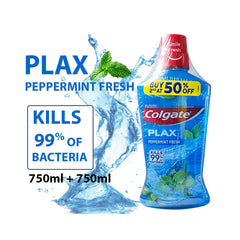 Plax Peppermint Fresh Mouthwash Value Pack (750ml+750ml)